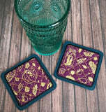 DIGITAL DOWNLOAD 4x4 Applique Quilted Square Coaster