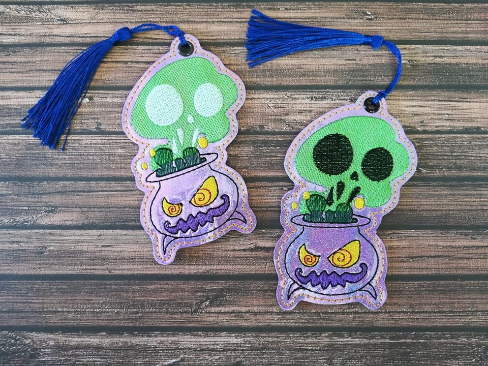 4x4 DIGITAL DOWNLOAD Creepy Cauldron Bookmark BEAN and SATIN versions included