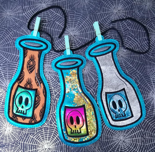 4x4 DIGITAL DOWNLOAD Applique Poison Bottle Hanger Ornament Bookmark 4 Sizes