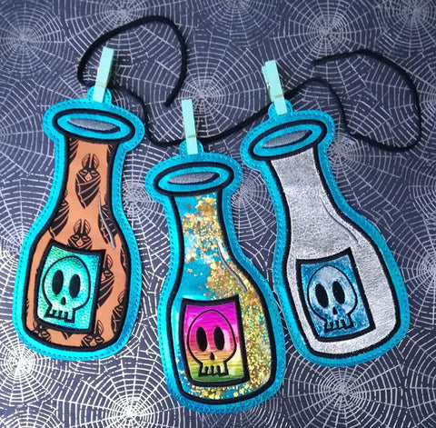 4x4 DIGITAL DOWNLOAD Applique Poison Bottle Hanger Ornament Bookmark 4 Sizes