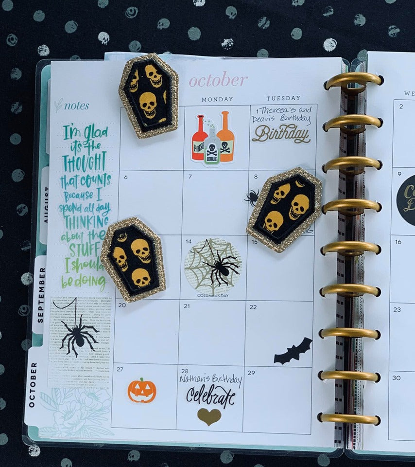 DIGITAL DOWNLOAD Applique Coffin Feltie used for: Magnets, Pins, Bow Centers, Planner Clips