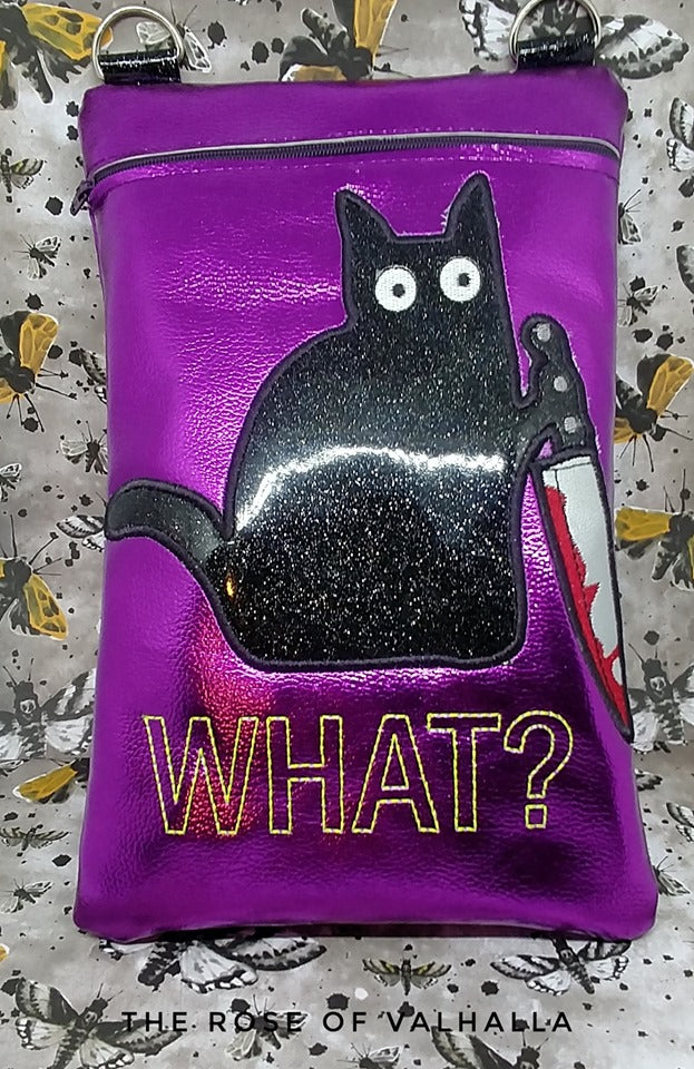 DIGITAL DOWNLOAD Applique Stabby The Cat Zippered Bag