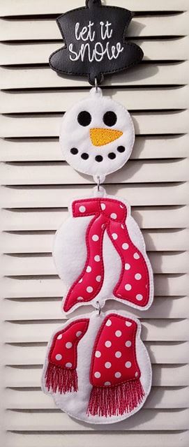 DIGITAL DOWNLOAD ITH 5x6 Let It Snow Snowman Door Hanger Applique