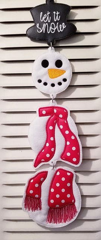 DIGITAL DOWNLOAD ITH 5x6 Let It Snow Snowman Door Hanger Applique