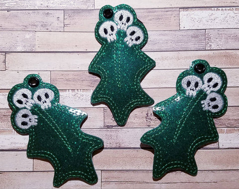 4x4 DIGITAL DOWNLOAD Holiday Skelly Skull Holly Feltie and Eyelet Set 3 Sizes