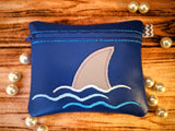 DIGITAL DOWNLOAD 5x6 6x7 7x8 Bundle ITH Applique Shark Zipper Bag and Zipper Pull
