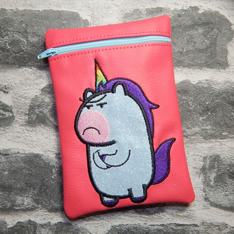 DIGITAL DOWNLOAD Applique Grumpy Unicorn Zippered Bag