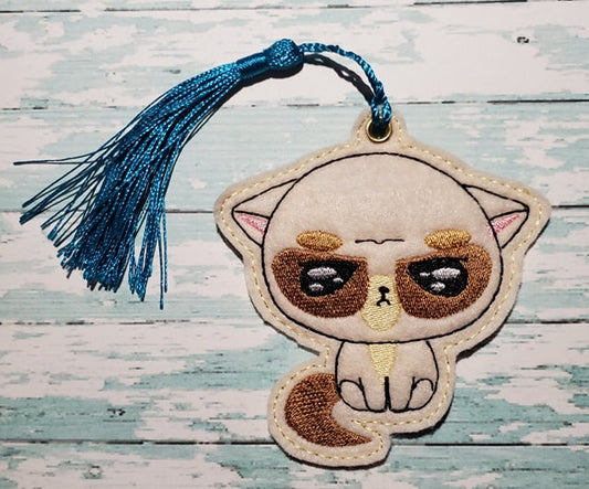 4x4 DIGITAL DOWNLOAD Chibi Annoyed Kitty Bookmark Ornament