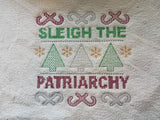 DIGITAL DOWNLOAD 4 Sizes Sleigh The Patriarchy Cross Stitch Holiday Embroidery Design
