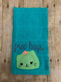 DIGITAL DOWNLOAD Free Hugs Girl Kitty Cactus Applique Peeker Design 2 Sizes