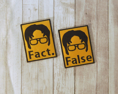 4X4 DIGITAL DOWNLOAD Dwight Fact False Embroidery Design Patch Set
