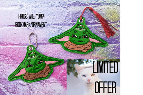4x4 DIGITAL DOWNLOAD Frogs Are Yum? Bookmark Ornament LIMITED