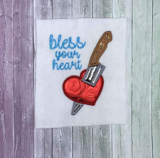 DIGITAL DOWNLOAD 4 Sizes Applique Bless Your Heart Design
