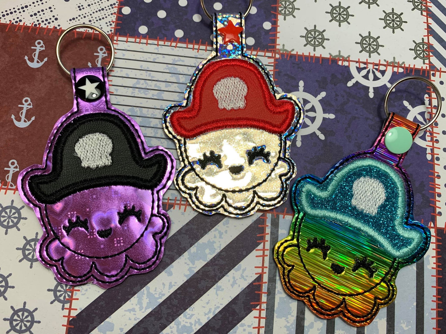 4x4 DIGITAL DOWNLOAD Pirate Octo Applique Snap Tab
