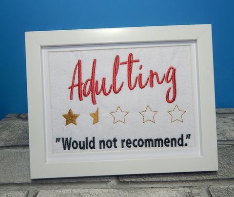 DIGITAL DOWNLOAD Adulting Not Recommended Design 4 Sizes