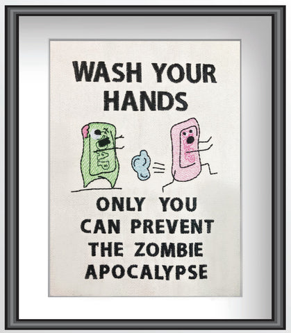 DIGITAL DOWNLOAD Wash Your Hands Zombie Apocalypse Design 4 Sizes