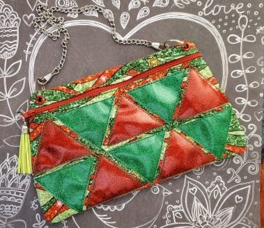 DIGITAL DOWNLOAD Triangulate Clutch Applique Zippered Bag Lined and Unlined