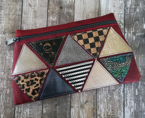 DIGITAL DOWNLOAD Triangulate Clutch Applique Zippered Bag Lined and Unlined