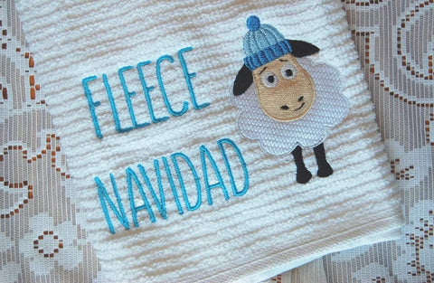 DIGITAL DOWNLOAD 3 Sizes Fleece Navidad Sheep Holiday Embroidery Design