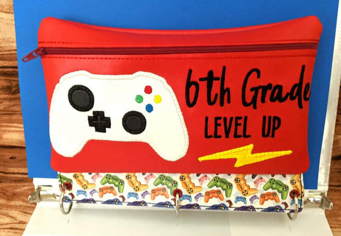 DIGITAL DOWNLOAD ITH Pencil Pouch Sixth Grade Level Up Applique Binder Bag 4 Sizes Included