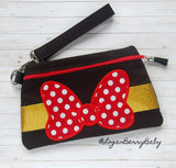 DIGITAL DOWNLOAD Applique Bow Zipper Bag Lined and Unlined