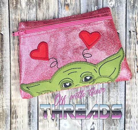 DIGITAL DOWNLOAD Baby Green Valentine Clutch Applique Zipper Bag Lined and Unlined