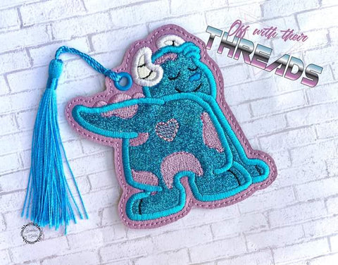 DIGITAL DOWNLOAD Applique Blue Monster Bookmark Gift Tag Ornament