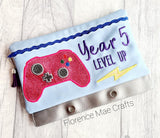 DIGITAL DOWNLOAD ITH Pencil Pouch Year Five Level Up Applique Binder Bag 4 Sizes Included