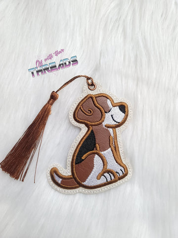 DIGITAL DOWNLOAD 4x4 Applique Beagle Bookmark Ornament Gift Tag