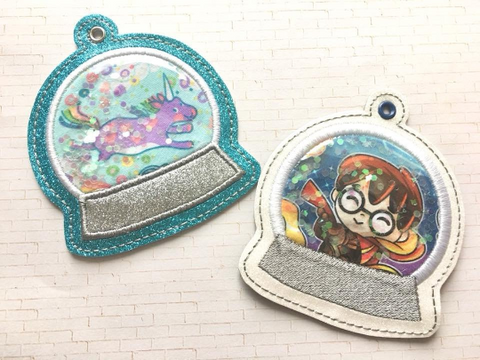 DIGITAL DOWNLOAD 4x4 Snow Globe Applique Ornament Embroidery Design 2 Versions Included