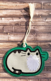 DIGITAL DOWNLOAD 4x4 Beard Kitty Applique Ornament