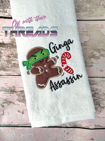 DIGITAL DOWNLOAD Ginga Assassin Gingerbread Man Applique 4 SIZES INCLUDED