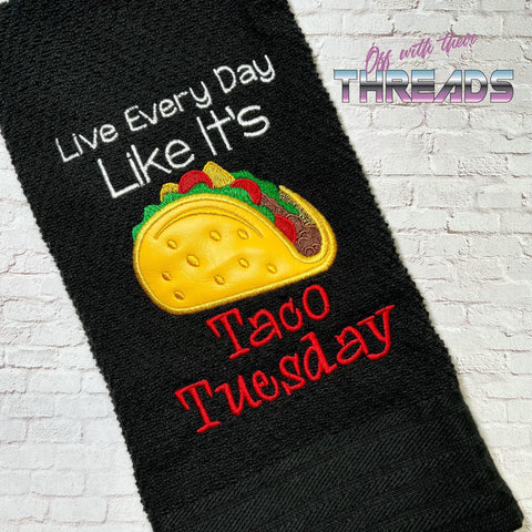 DIGITAL DOWNLOAD Applique Taco Tuesday 3 SIZES INCLUDED