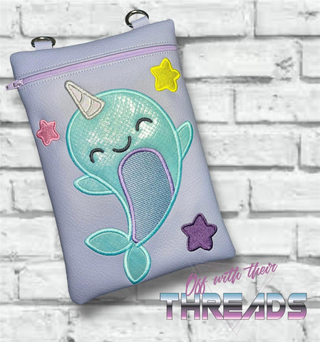 DIGITAL DOWNLOAD Applique Narwhal Zipper Bag Lined and Unlined