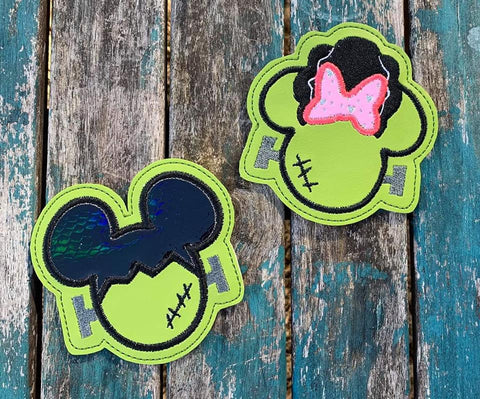 DIGITAL DOWNLOAD 4x4 Frankenstein Mouse Applique Coaster Set