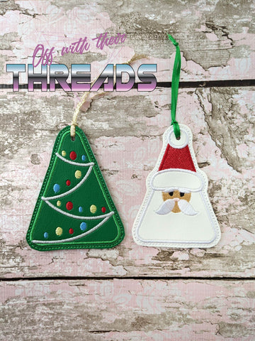 DIGITAL DOWNLOAD Santa Claus and Christmas Tree Ornament Duo Bookmark Gift Tag