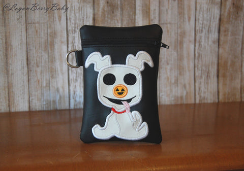 DIGITAL DOWNLOAD 5x7 ITH Ghost Dog Zipper Bag Lined and Unlined